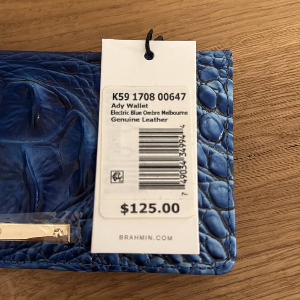 Brahmin electric Blue ombré  Textured Wallet - Picture 3 of 3